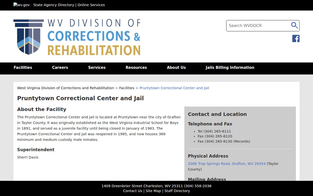 Taylor County arrest history Pruntytown correctional facility source