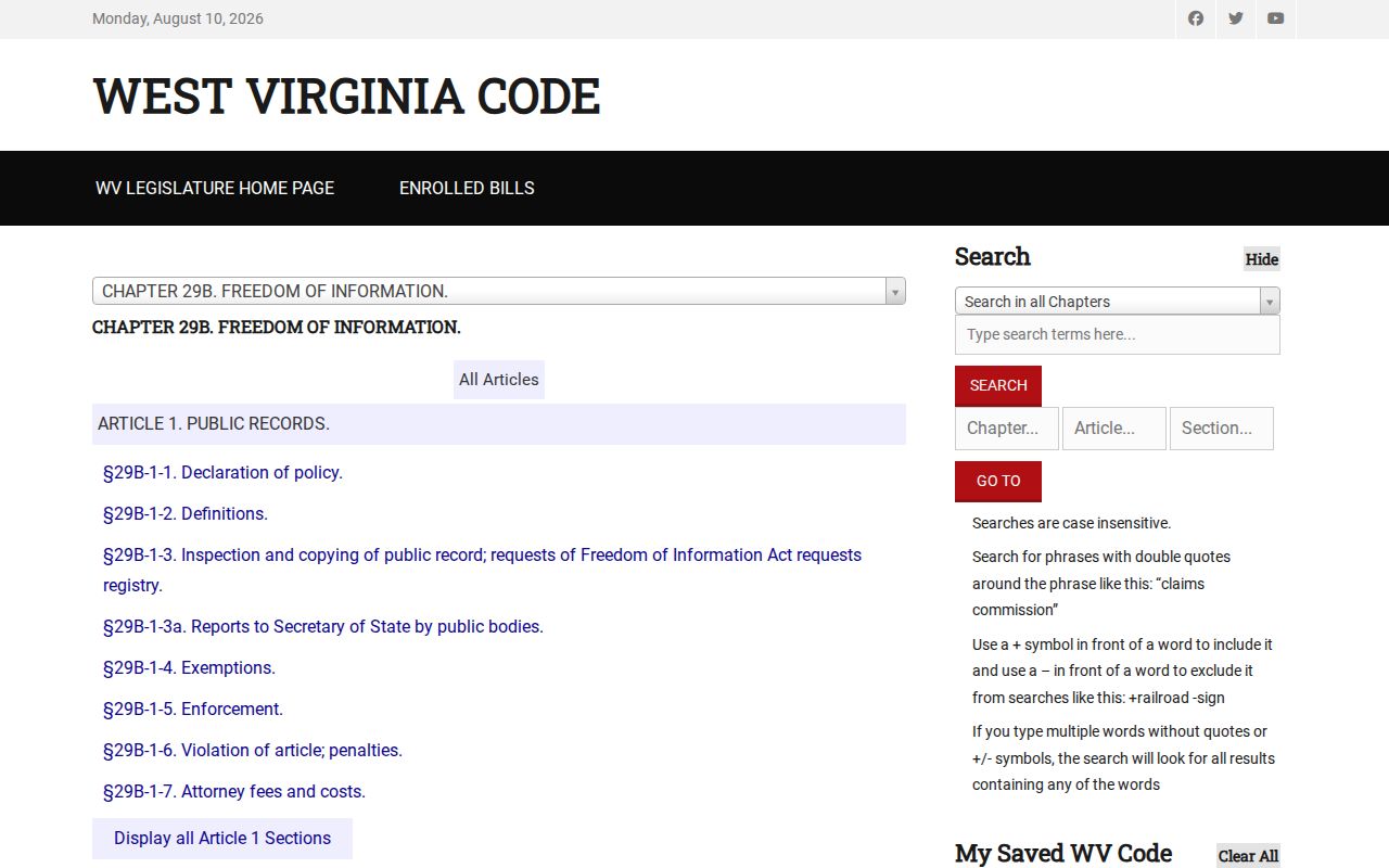 Taylor County arrest history West Virginia FOIA source