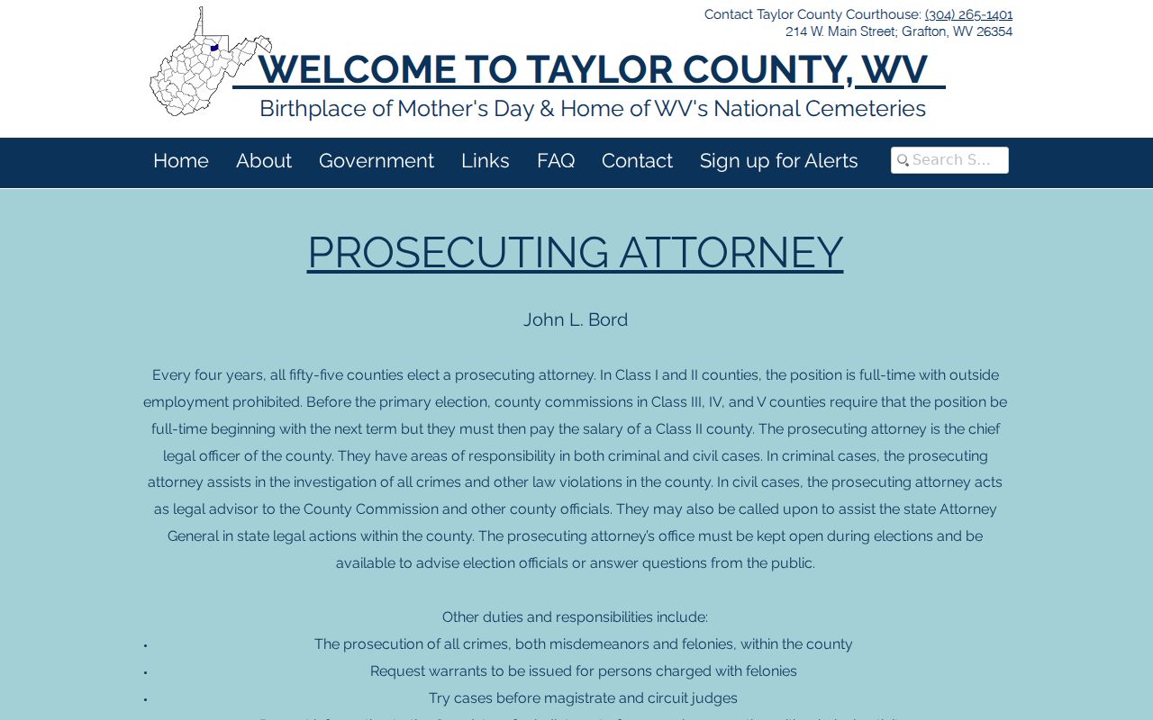 Flemington criminal history Taylor County prosecution source